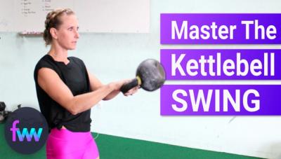 Kindal swinging a kettlebell 