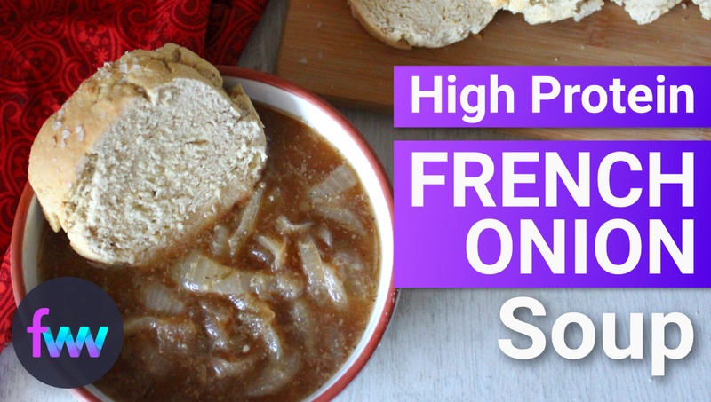 A bowl of homemade french onion soup and fresh bread