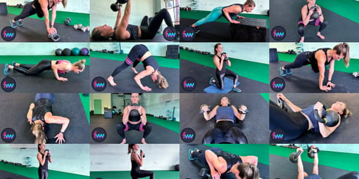 Images of Kindal working out and demonstrating different exercises