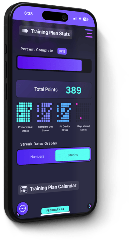 Ignite 30 app showing the streak graphs