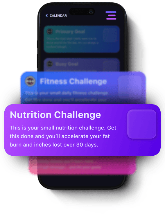 An image of the fitness fit quickie and nutrition fit quickie for a day in the Ignite 30 program app.